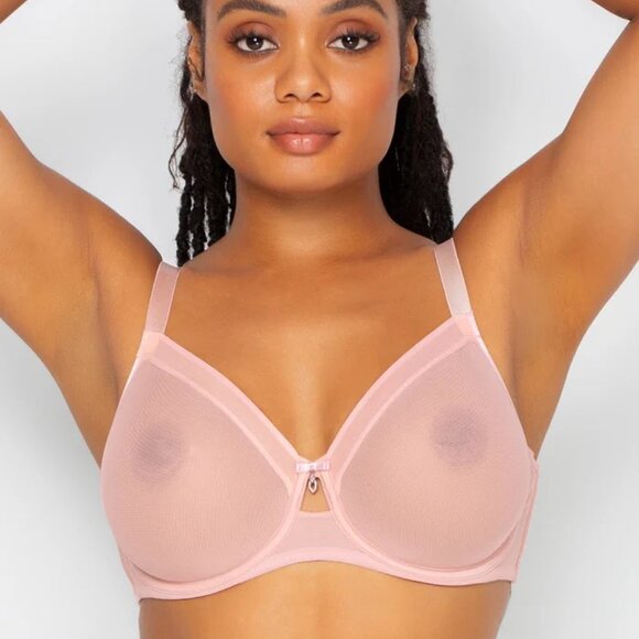 Curvy Couture Women's Blushing Rose All You Mesh Bra Size 36D Sheer Unlined - Picture 1 of 5